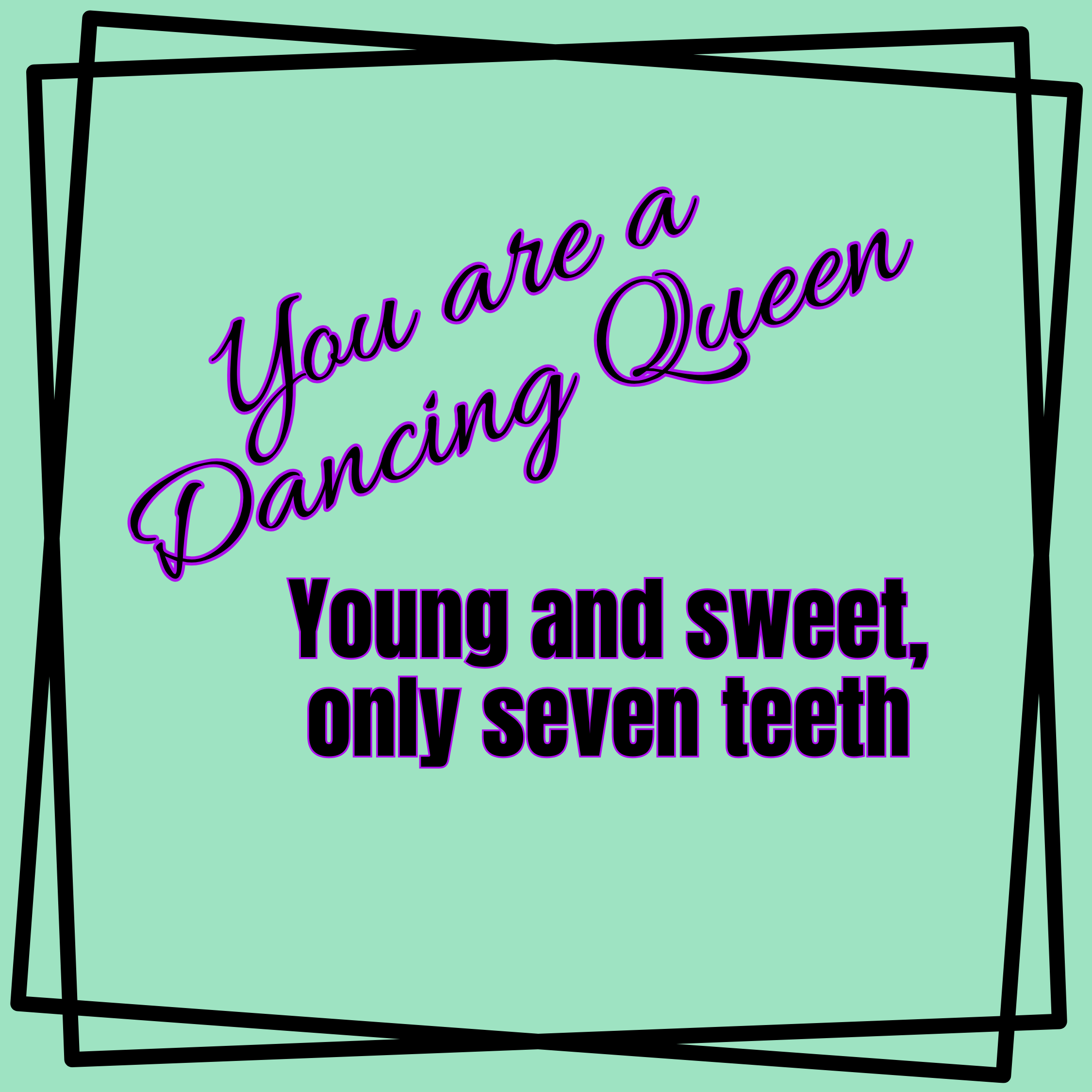 Text on a green background with decorative border