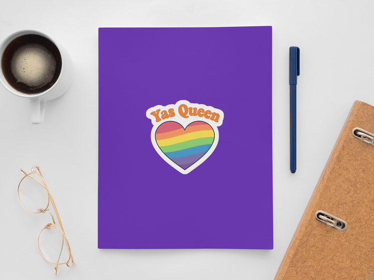“Colorful YAS Queen sticker on planner, ideal for students, teachers, and bold personalities”