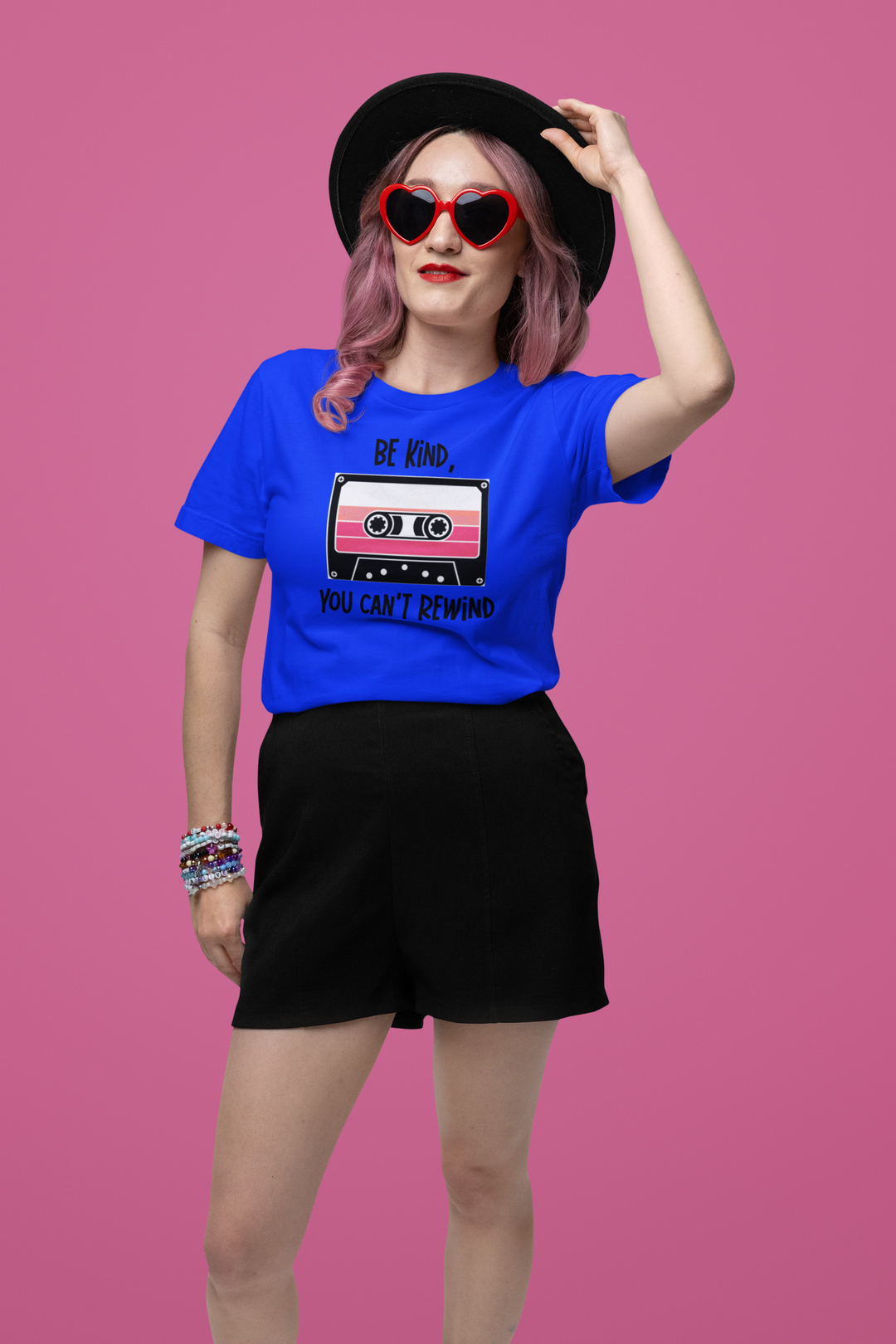 Be Kind You Can’t Rewind Retro Cassette Tape T-Shirt | Funny Positive Graphic Tee