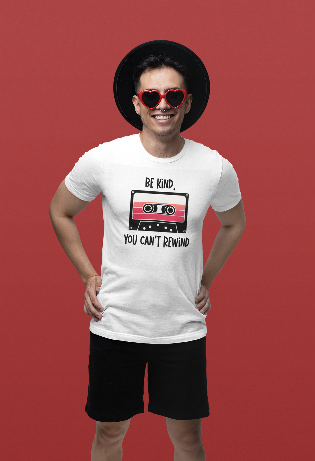 Be Kind You Can’t Rewind Retro Cassette Tape T-Shirt | Funny Positive Graphic Tee