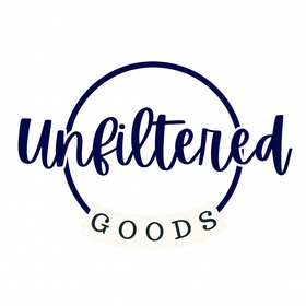 Logo for 'Unfiltered Goods' with a circular design on a white background
