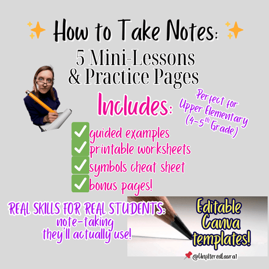 How to Take Notes | 4th Grade Mini - Lessons & Practice Toolkit - Unfiltered Goods