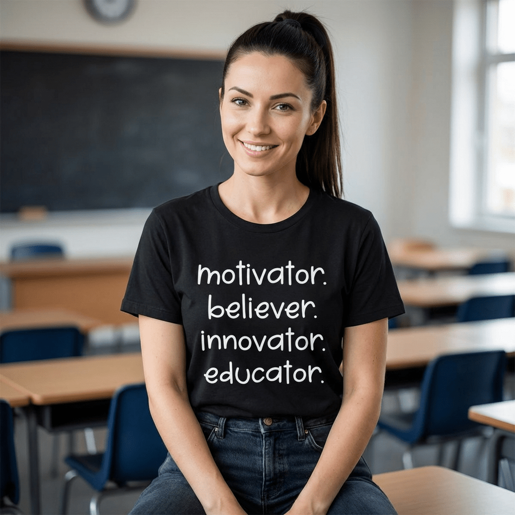 Motivator Believer Innovator Educator Shirt | Teacher Inspiration Tee | Positive Teacher Gift - Unfiltered Goods