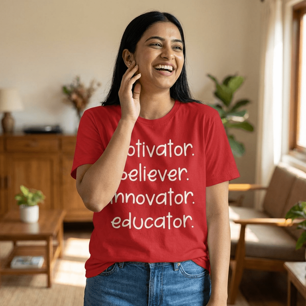 Motivator Believer Innovator Educator Shirt | Teacher Inspiration Tee | Positive Teacher Gift - Unfiltered Goods