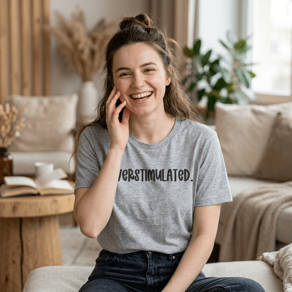 Overstimulated Shirt | Funny Mental Health Tee for Teachers & Overstimulated Humans - Unfiltered Goods
