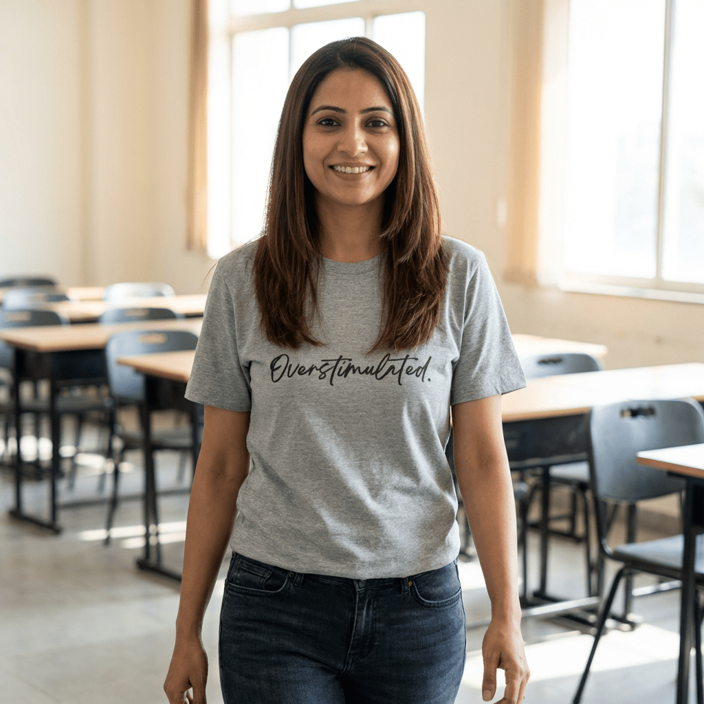 Overstimulated Shirt | Funny Mental Health Tee for Teachers & Overstimulated Humans - Unfiltered Goods