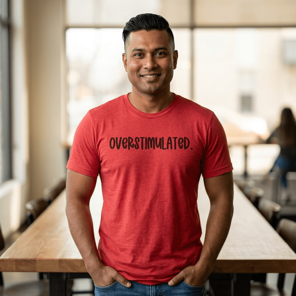 Overstimulated Shirt | Funny Mental Health Tee for Teachers & Overstimulated Humans - Unfiltered Goods